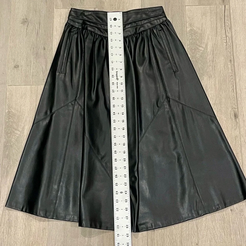 Zara Black Faux Leather Midi Skirt Size XS